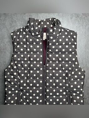 LOFT Puffer Vest | Size Medium | Black w/ White Polka Dots